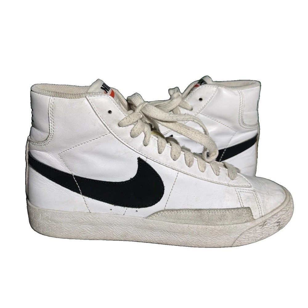 Nike Blazer Mid Sneaker White Black Lace Up Casual Shoes Size 6 Youth CZ7531-100